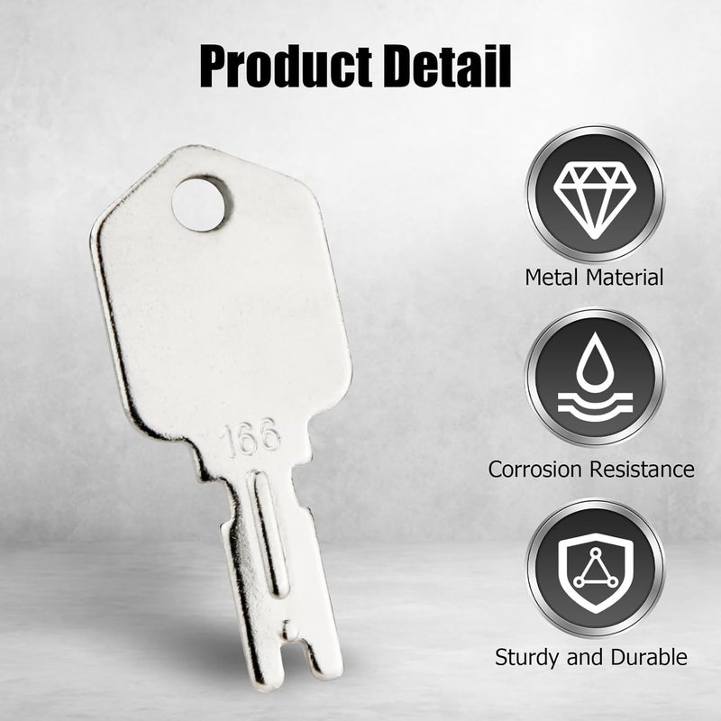 Tecreddy 166 Forklift Ignition Key for Hyster Generic Clark Yale Komatsu Gradall Gehl Crown Cat Daewoo Heavy Equipment Keys, 10-Pack - Image 5